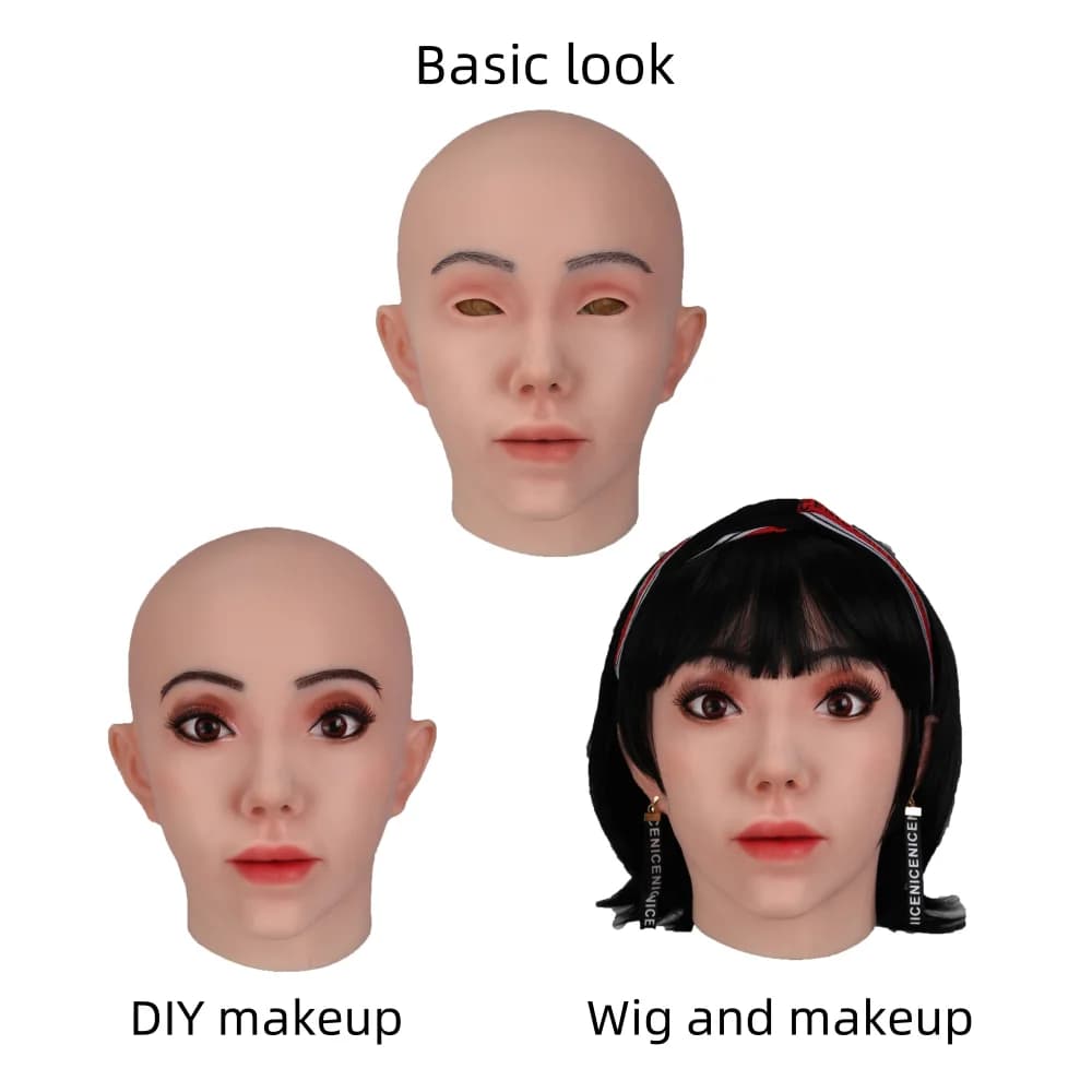 Copricapo con maschera in silicone ultra realistico da uomo per trasformare in donne, adatto per giochi di ruolo, balli in maschera e cross-d