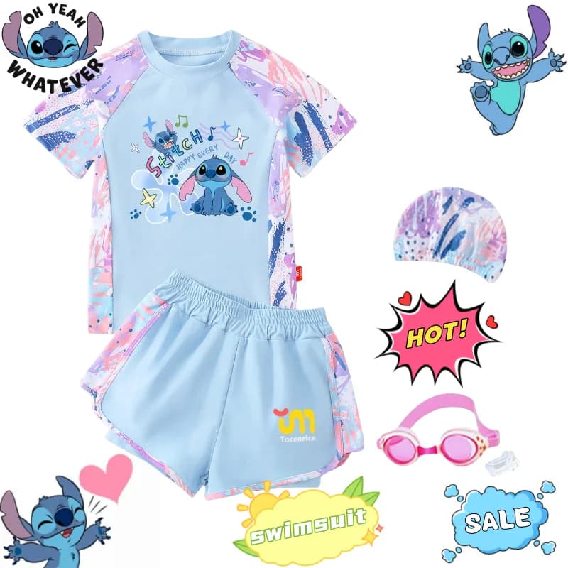 Lilo & Stitch Cartoon Stitch Children's Swimwear Mid and Secondary Girls Split 2025 New Hot Spring Swimming Set