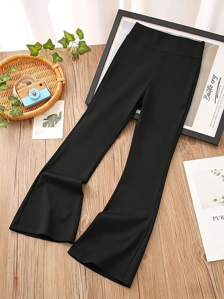 Pantaloni Neri a Zampa da Donna, Leggings Casual Primaverili, Nuovo Stile, Elasticizzati, per Yoga, Pantaloni Sportivi, Bootcut, Shark Pants, Sottili, Autunnali