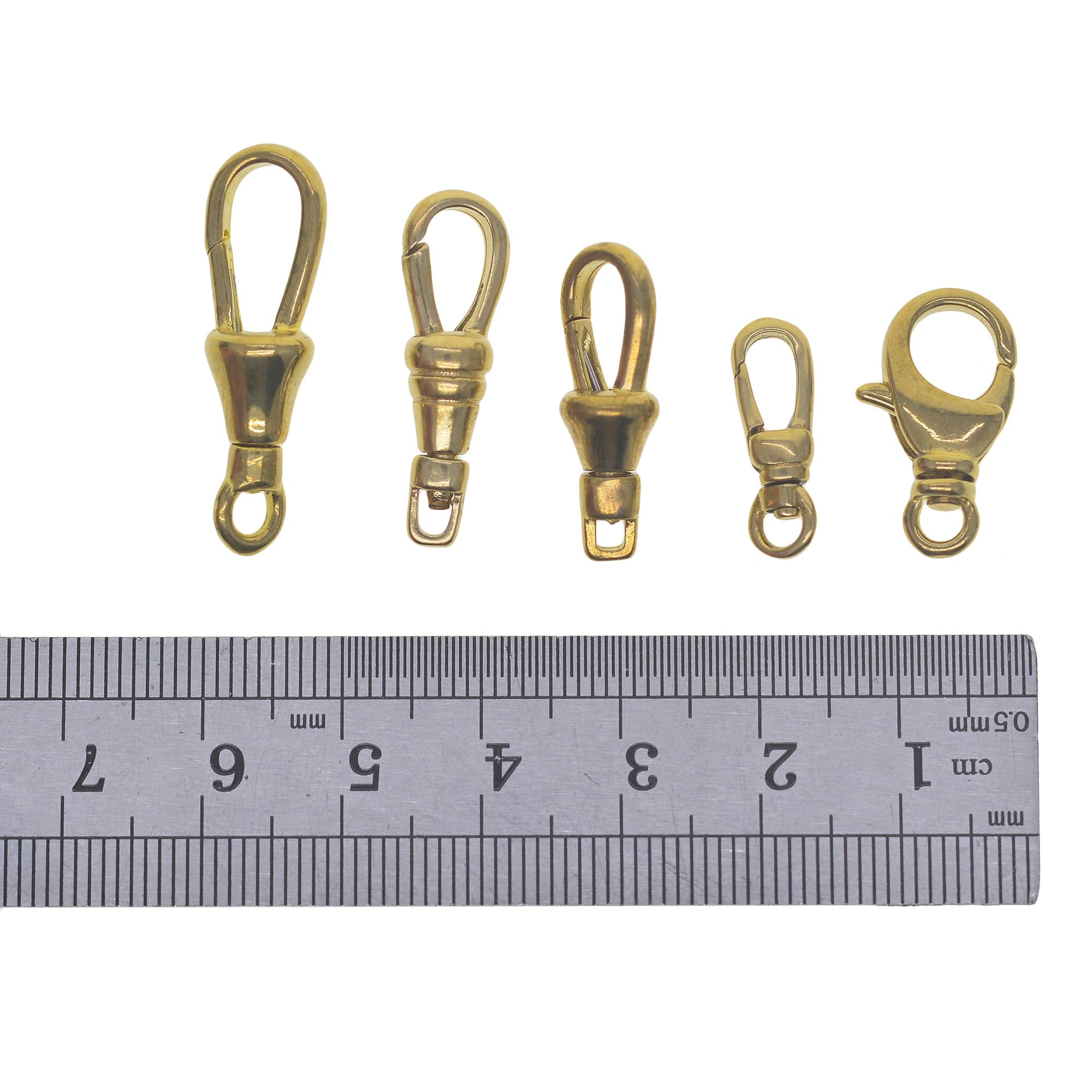 2 pezzi Corea piccolo gilet in ottone massiccio orologio da tasca clip girevole catena a molla moschettone 18-30mm fibbia lavorazione della pelle fai da te Acc