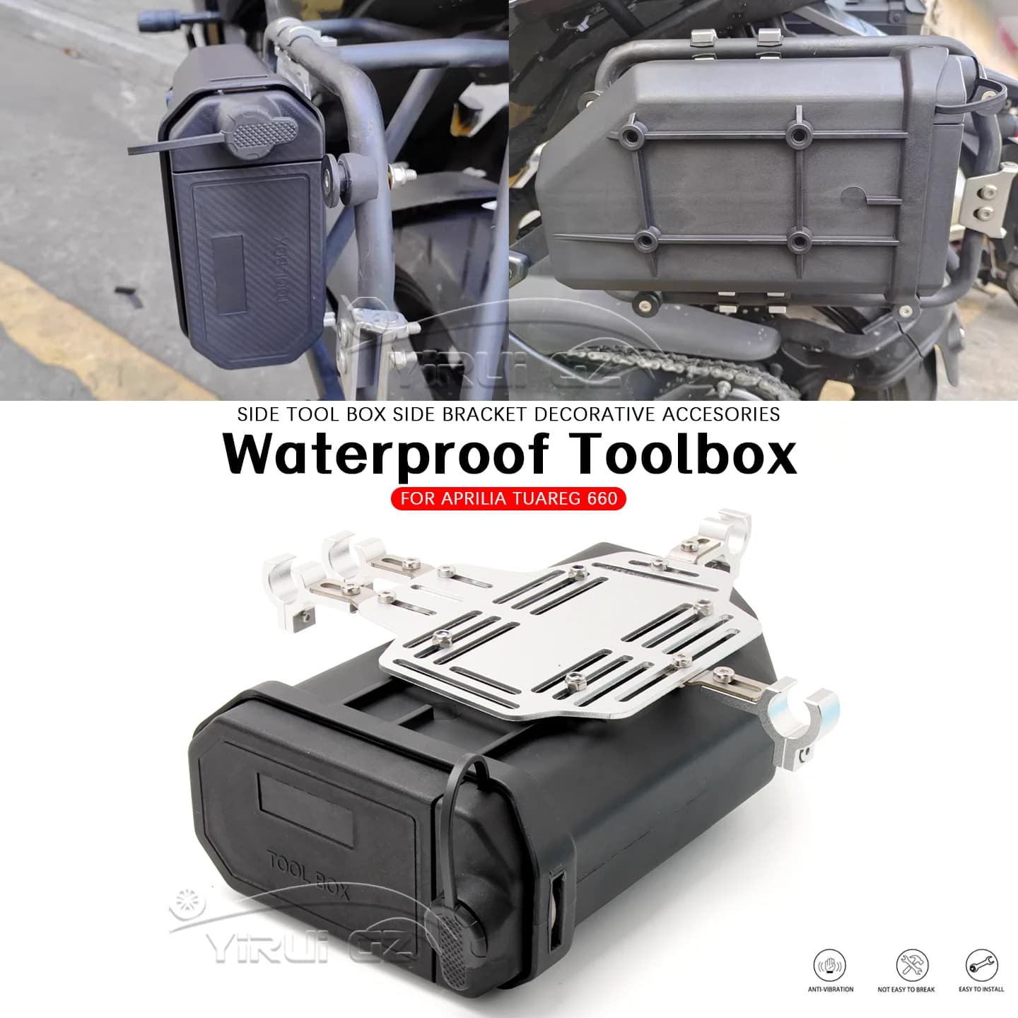 PER APRILIA TUAREG 660 Cassetta degli attrezzi per moto Cassetta degli attrezzi Scatola decorativa laterale impermeabile Kit di pronto soccorso/rottura Cassetta degli attrezzi TUAREG 660 660