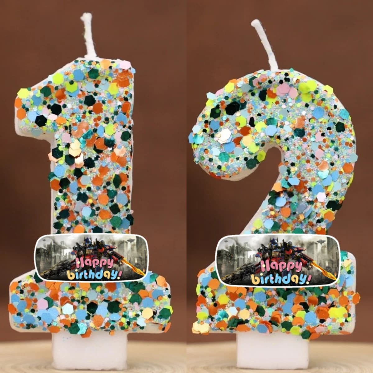 Candela Digitale a Forma di Robot Trasformabile Numero 0-9, Decorazione per Torte di Compleanno per Bambini, Accessori per Feste a Tema Cartoni Animati