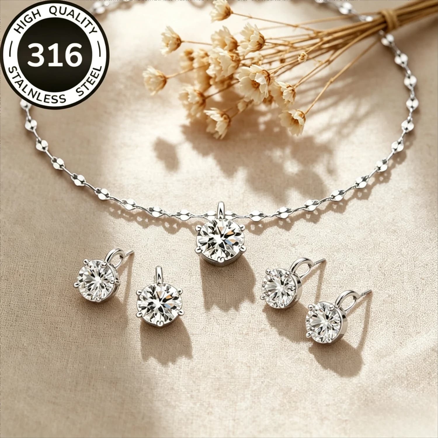 Collana con Ciondolo a 6 Punte in Zirconia Cubica, Gioielli Minimalisti Eleganti in Acciaio Inossidabile per Donne