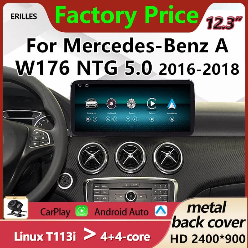 Nuovo Per Mercedes Benz Classe A W176 NTG 5.0 2016 2018 Lettore Multimediale Per Auto Senza Fili Carplay Android di Navigazione automatica Touch Screen