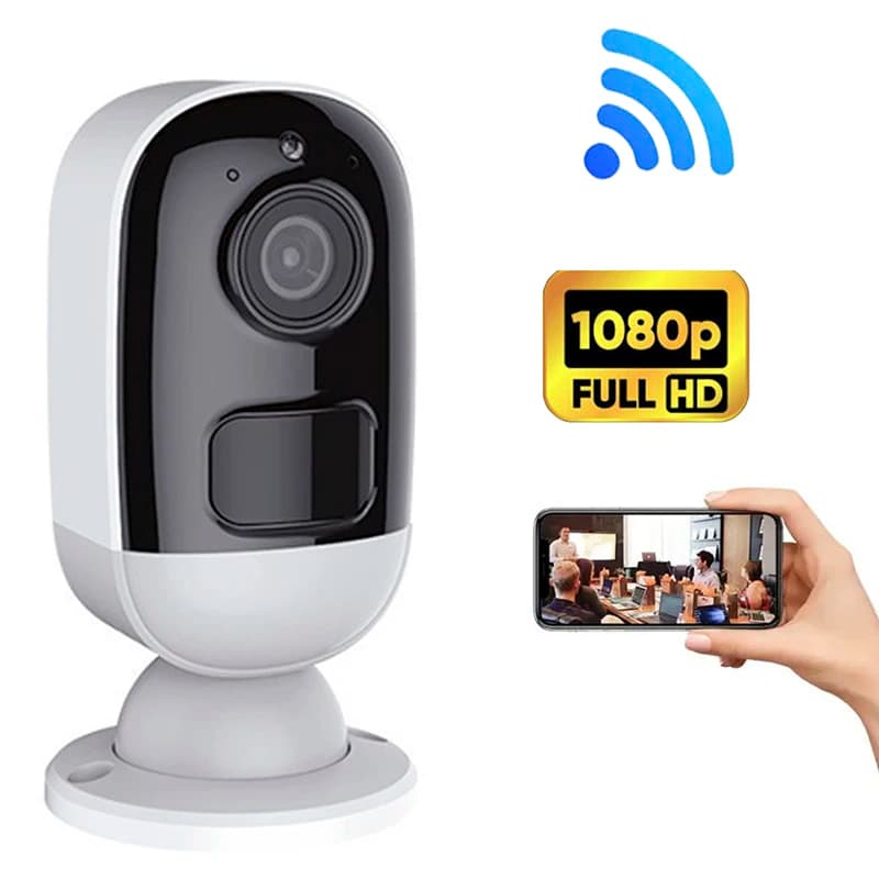 Wireless Mini WiFi Security Camera with Battery, Night Vision, Bidirectional Audio and PIR Detection for Smart Home
