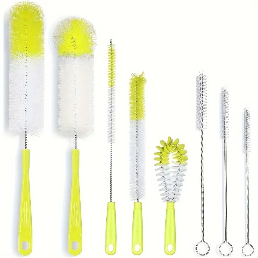 8 Pcs Bottle Cleaning Brush Set, Multi-Purpose Long Handle Cleaning Brushes for Wine/Beer Bottles, Thermos, Jugs, Narrow Neck Co