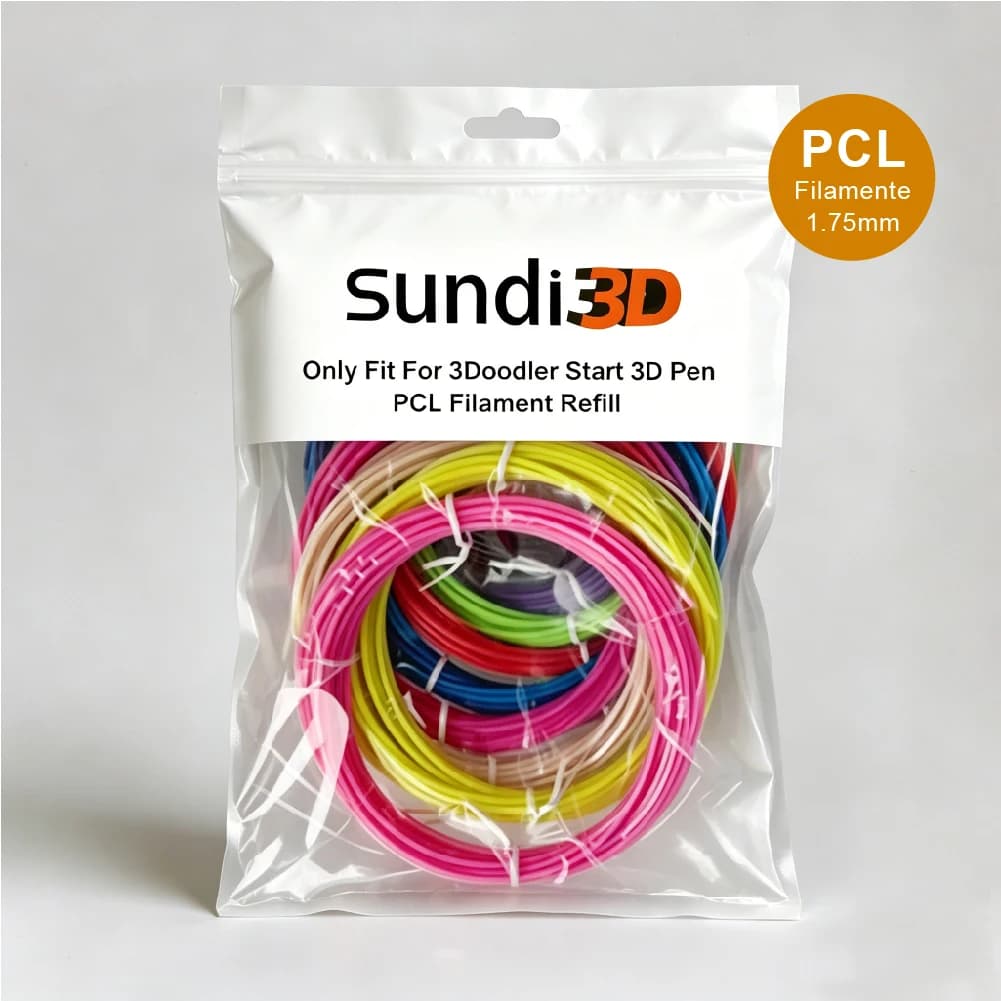 SUNDI ® Filamento per Stampante 3D PCL 1.75mm, 20 Colori da 5M Ciascuno, Diametro Uniforme, Senza Nodi e Intasamenti, per Bambini e Principianti