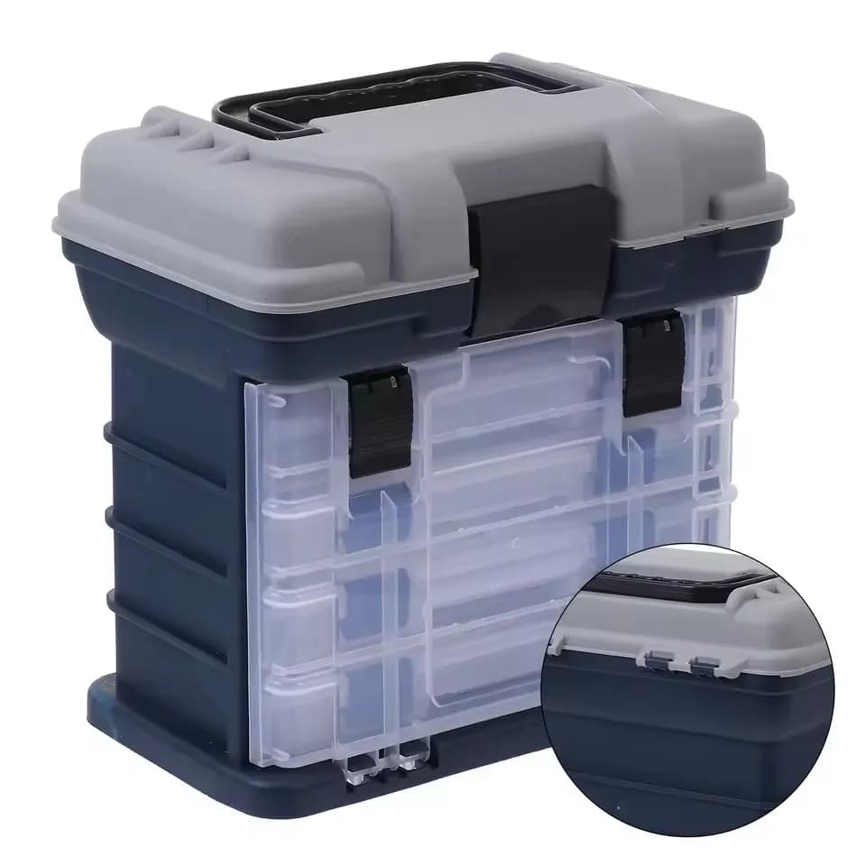 Big Fishing Tackle Box Plastic Handle Fishing Box Carp Case Adjustable Plastic Tools Bait Storage Accessories
