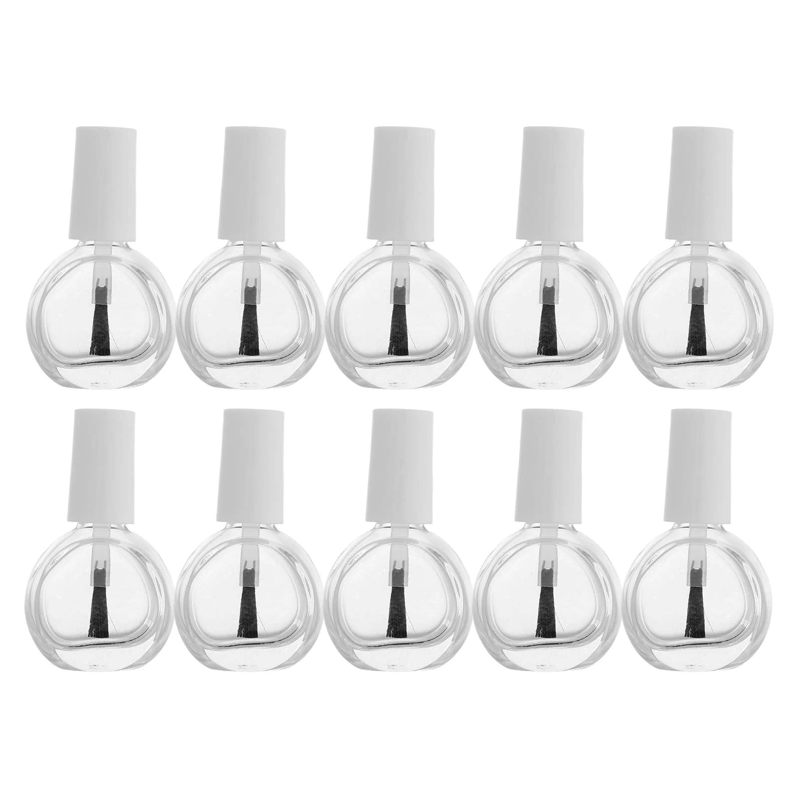10 Pieces Transparent Glass Empty Bottles for Nail Polish with Nail and Brush, Rechargeable, Nail Art Travel Kit, Vacuum Containers for Nail Art