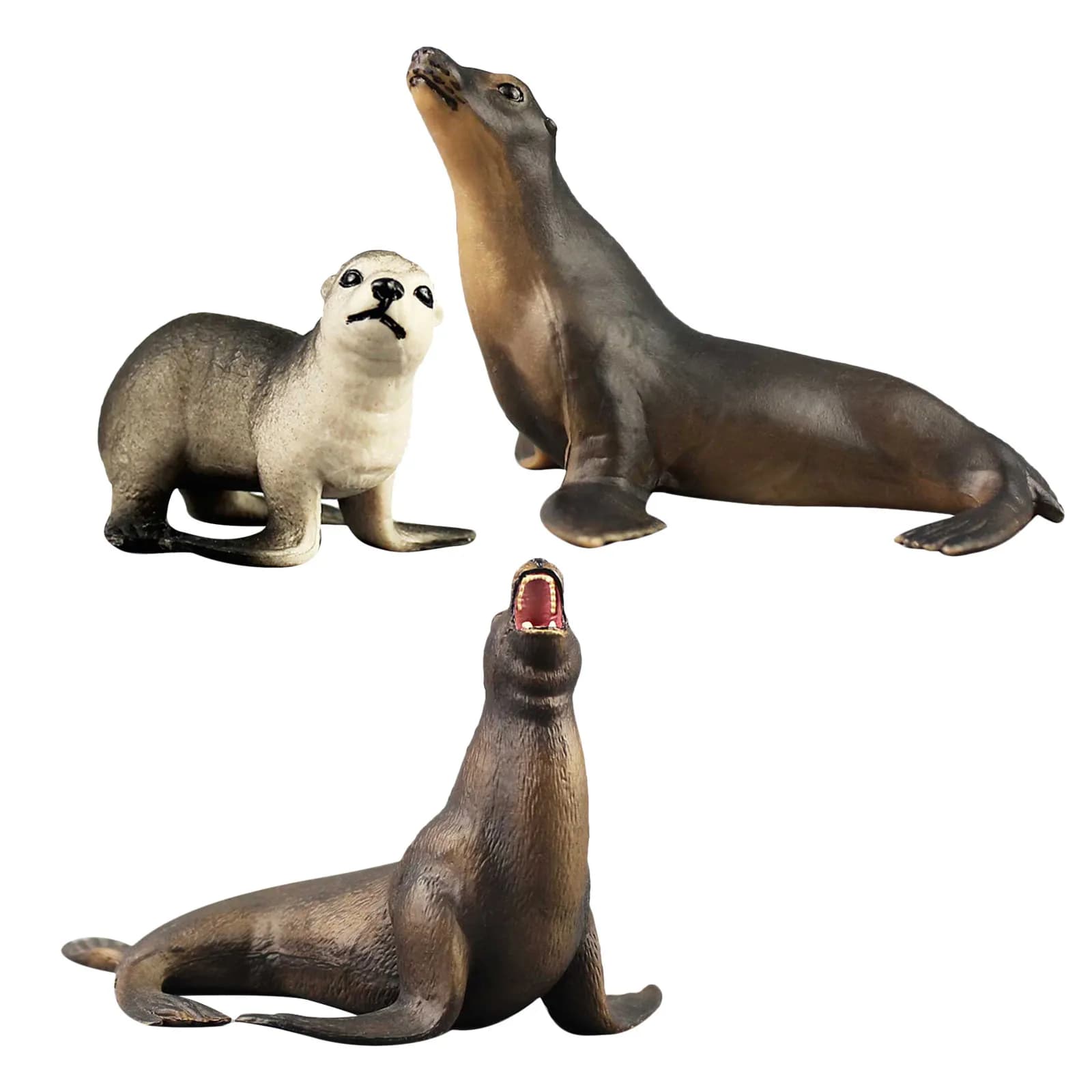 Set di 3 Figurine Premium in Plastica di Leoni Marini per Bambini, Educazione, Riconoscimento dei Colori, Sviluppo dell'Immaginazione, Festa