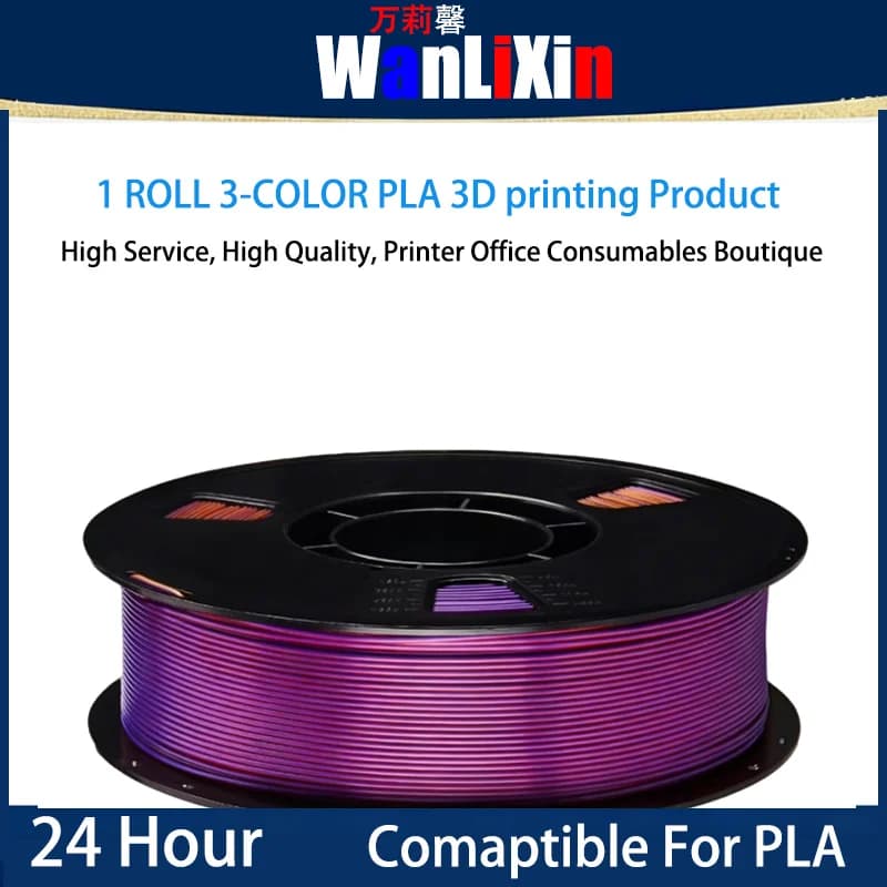 1 RULLO 3 COLOURS 3D printing PLA - silk effect 48 ORE Shipping