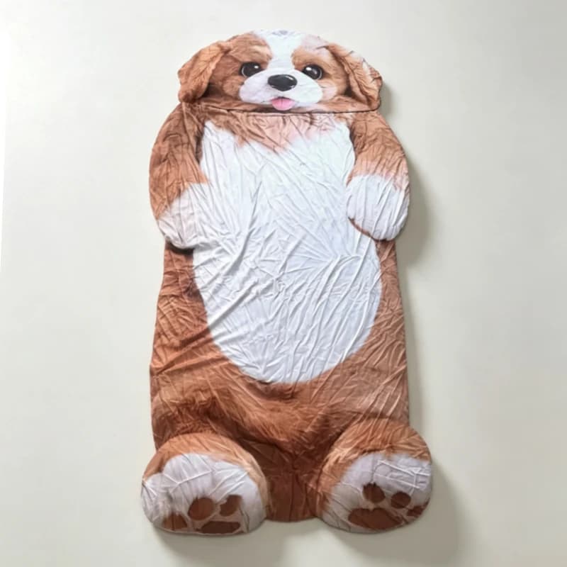 Adorable Dog Cat Shaped Sleeping Bag Soft Warm Envelope Sleeping Bag for Home Washable Blanket for Camping Travel Sleepovers