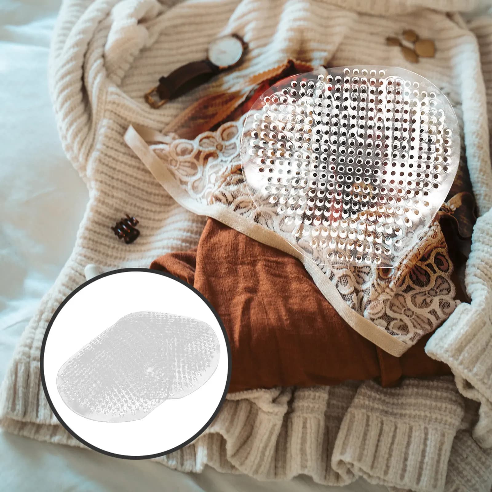 1 Paio di Inserti in Silicone per Reggiseno, Traspiranti e Leggeri, per Abiti, Biancheria Intima, Reggiseno da Allattamento, Corsetto, Spiaggia e Piscina