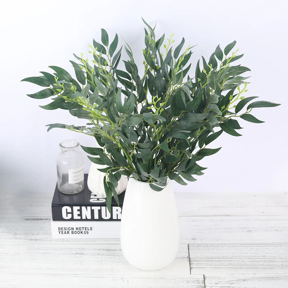 1/5 pieces of artificial green plants fake willow leaves floral arrangements wedding accessories house christmas decoration fake flowers