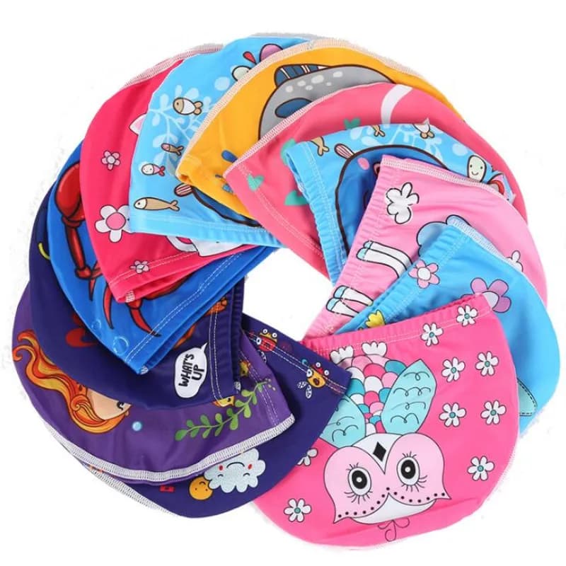 Children's swimming cap cartoon animals children's swimming head waterproof polyester swimming head for children 1-10 years elastic