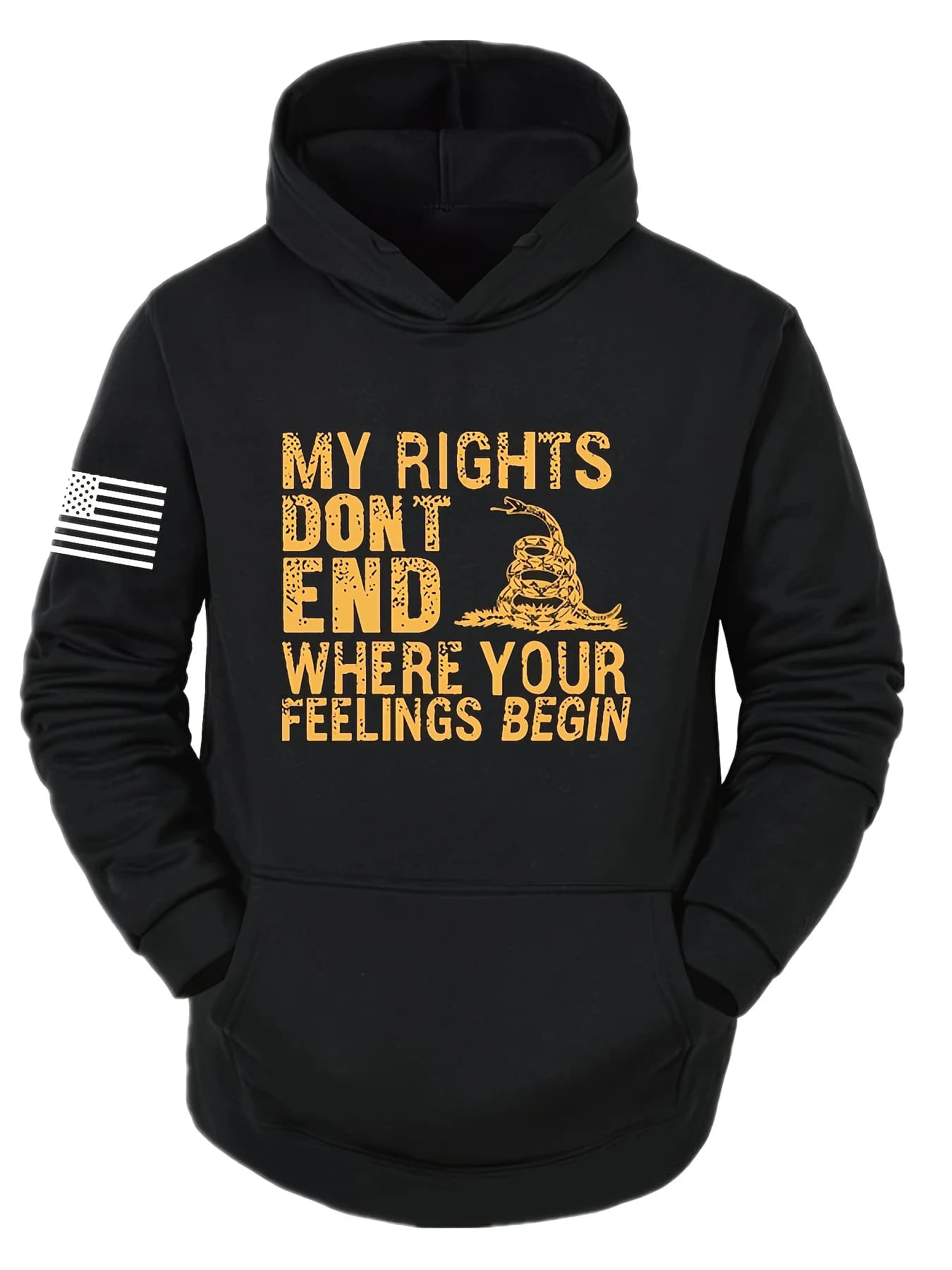 Men's Autumn/Winter Fleece Long-Sleeved Shirt, Patriot Unisex Hooded Sweatshirt with Printed Front, Casual Hip Hoodie, Y2K Top