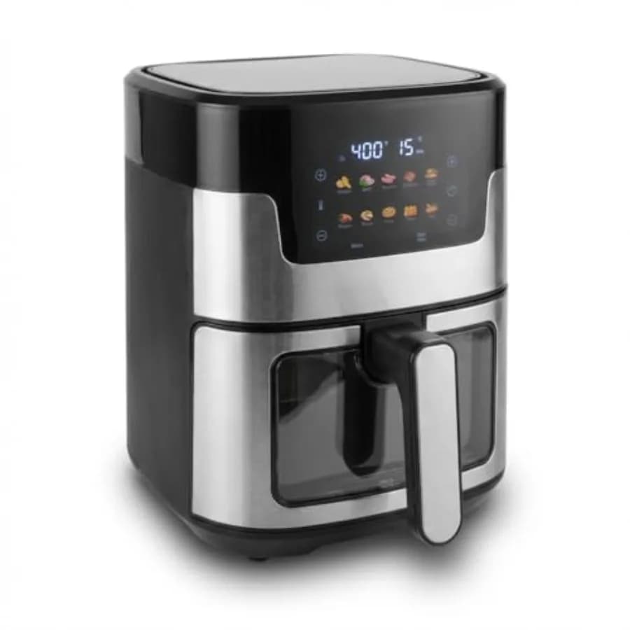 Friggitrice ad Aria Digitale da 4,5L per Piccole Cucine, Compatta in Alluminio Non Tossico con Finitura Argento, Controlli Touch Semplici per Pasti Sani