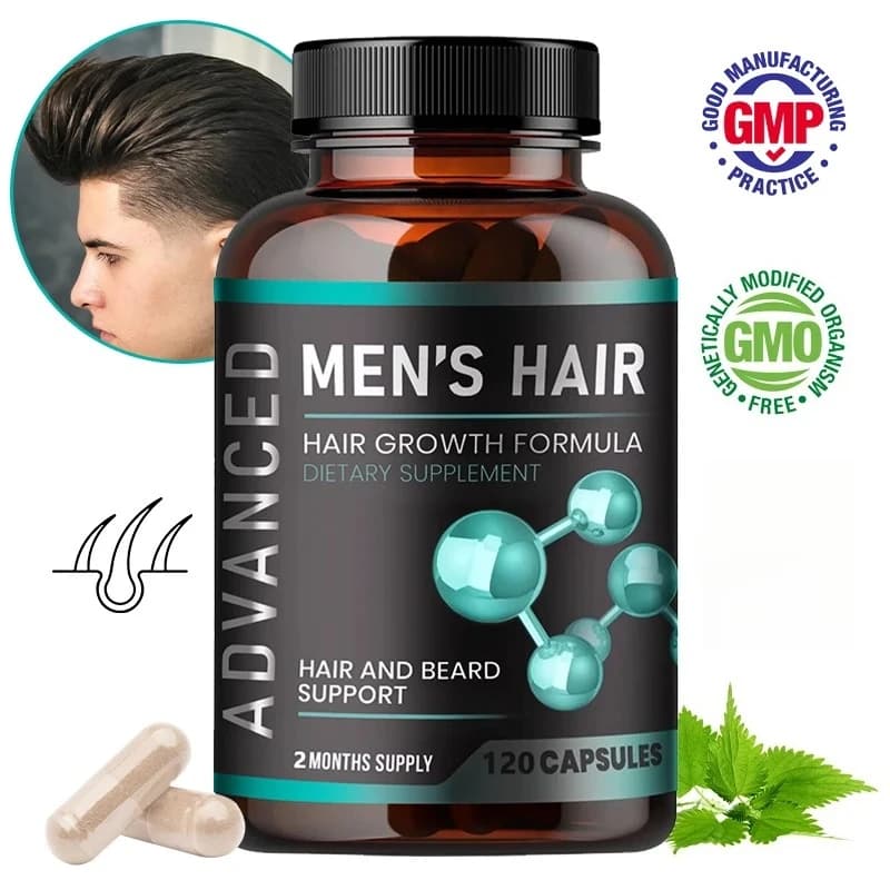 Vitamins for hair growth for man-hair thick and beard-help with thinning and hair loss, natural food supplement