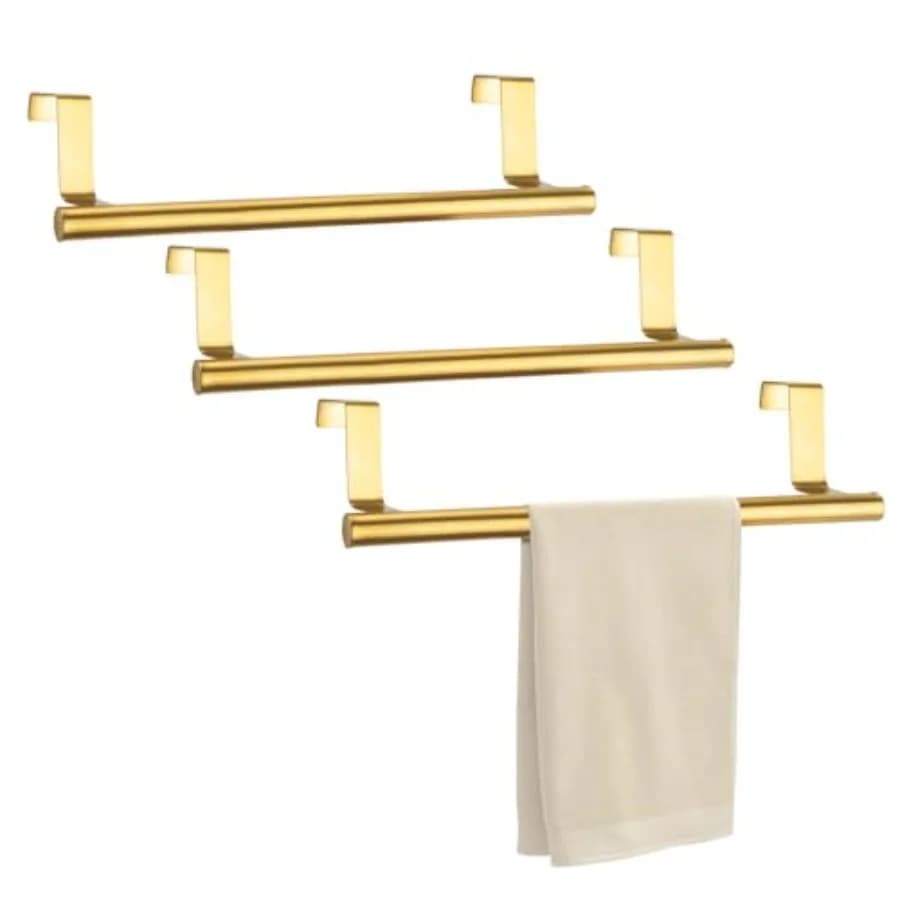 3 PCS Over Door Towel Rack, 9 Inch Stainless Steel Cabinet Towel Hanger Towel Bar Holders, Kitchen Towel Holder with Anti-Slip