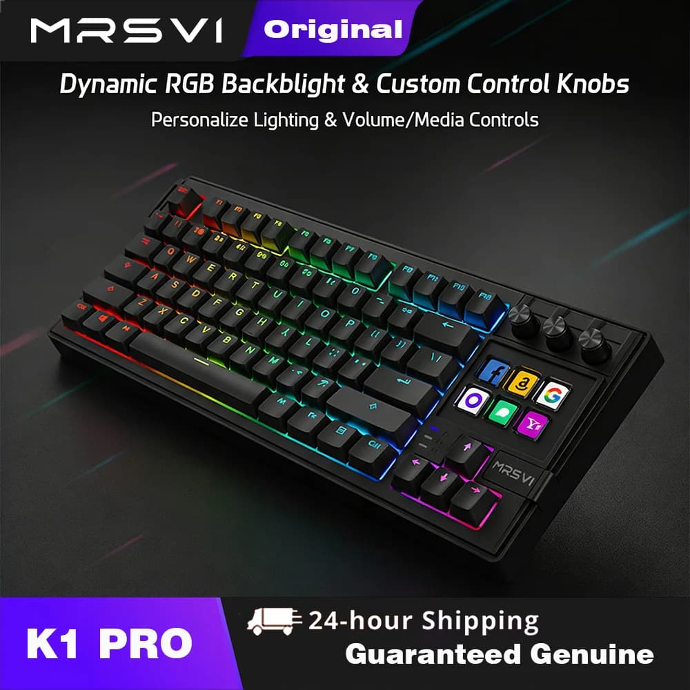 Tastiera Meccanica da Gaming MRSVI K1 Pro AI Stream Deck, Console Visiva, Macropad RGB Hotswap, Tastiera Cablata per Gamer