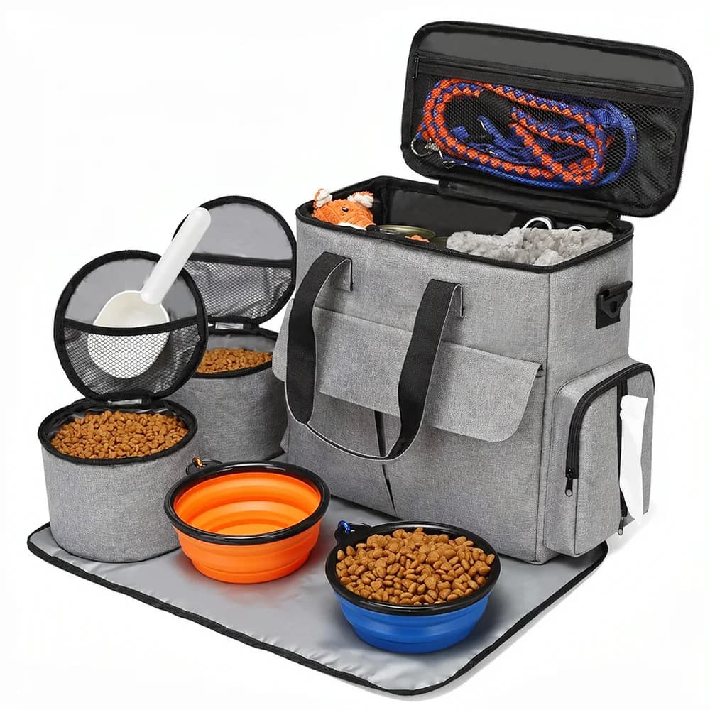 Cat Dog Travel Bag Large Capacity Organizer For Dogs Cats Foldable Carrier Portable Outdoor Hiking Feeding Storage