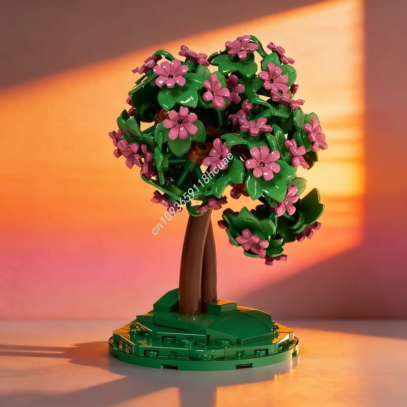 146pcs MOC City Tree Pink Flowers Model Building Blocks Festival Gift Construction DIY Creative Idea Education Brick Toy