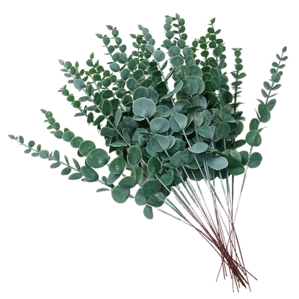 Fiori Artificiali, Foglie Finte, Piante Verdi Artificiali, Rami Decorativi per Interni, Inodore, 24 Pezzi, 38CM, Nuovissimi