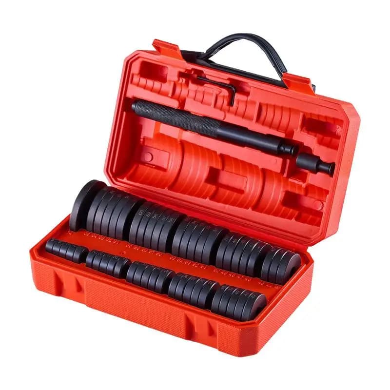 Kit Pressa Cuscinetti, 52 Pezzi, Set di Attrezzi per l'Installazione di Anelli e Guarnizioni con 49 Boccole e Asta di Azionamento, Set di Attrezzi per l'Installazione di Boccole, Kit di Strumenti per Rimozione e Installazione in Acciaio al Carbonio Resistente con Valigetta di Stoccaggio