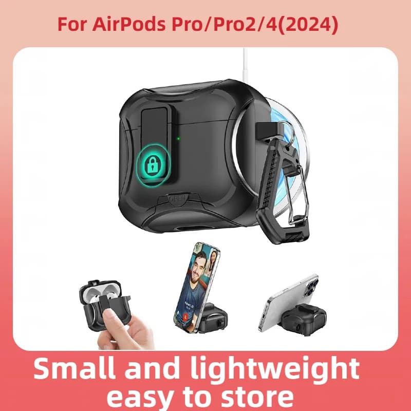 Custodia con supporto magnetico multifunzionale per AirPods Pro/Pro2/4 Custodia protettiva per cuffie Bluetooth ad forte adsorbimento Design 2 in 1