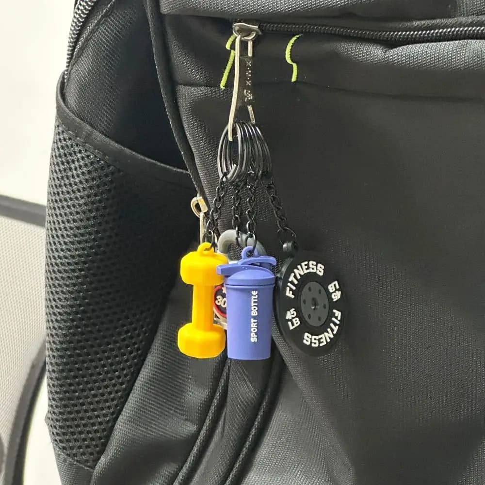 Portachiavi Creativo con Mini Pesi, Bicchieri d'Acqua, Manubri e Kettlebell, Ciondolo per Borsa Serie Fitness