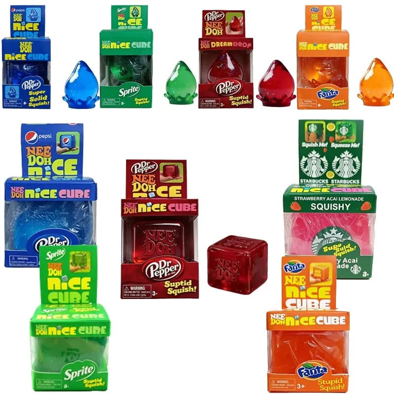 Needoh Sprite Cube & Drop Squishy Toy Colorful Stretchable Non-Toxic Anxiety Relief ADHD Fidget Sensory Toy for Kids Adults