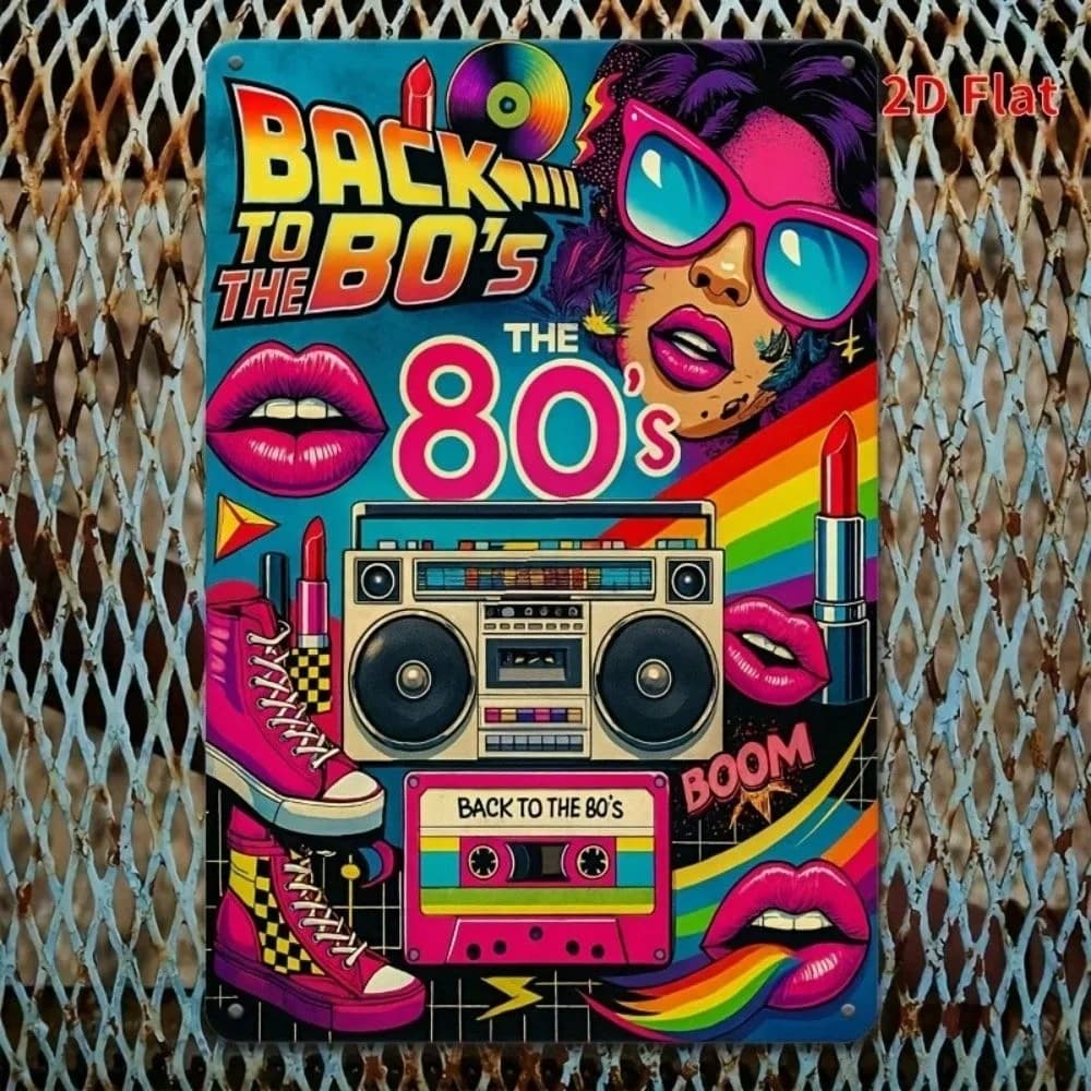 Retro 80s Pop Culture Metal Tin Sign for Bar Garage Cafe Decor