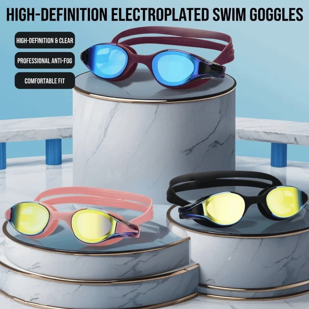 Adjustable Silicone Swimming Goggles Clear Vision Anti-Fog Anti-Fog Swim Glasses Comfortable Fit Waterproof