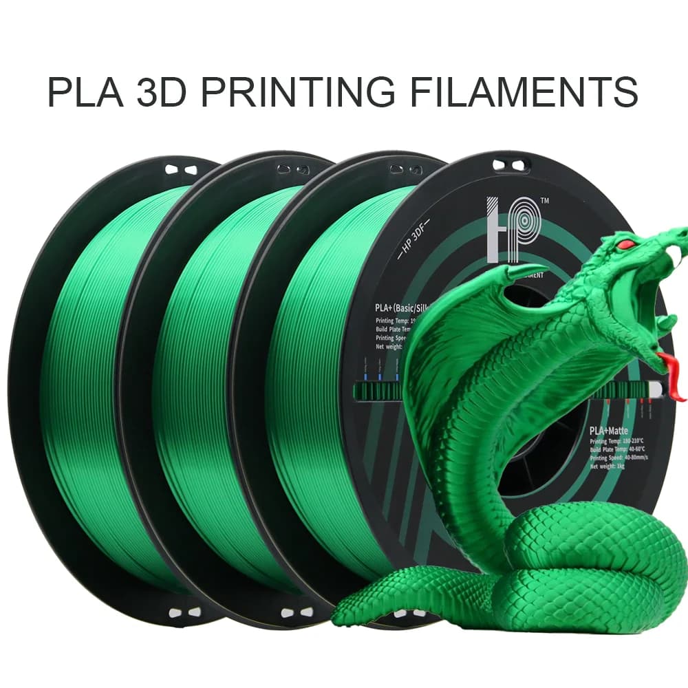 HP3DF 3D Printing Filament, Silk Green PLA Filament, 3KG(3rolls) 1.75mm, Accuracy +/- 0.02mm, Fit Most FDM Printers