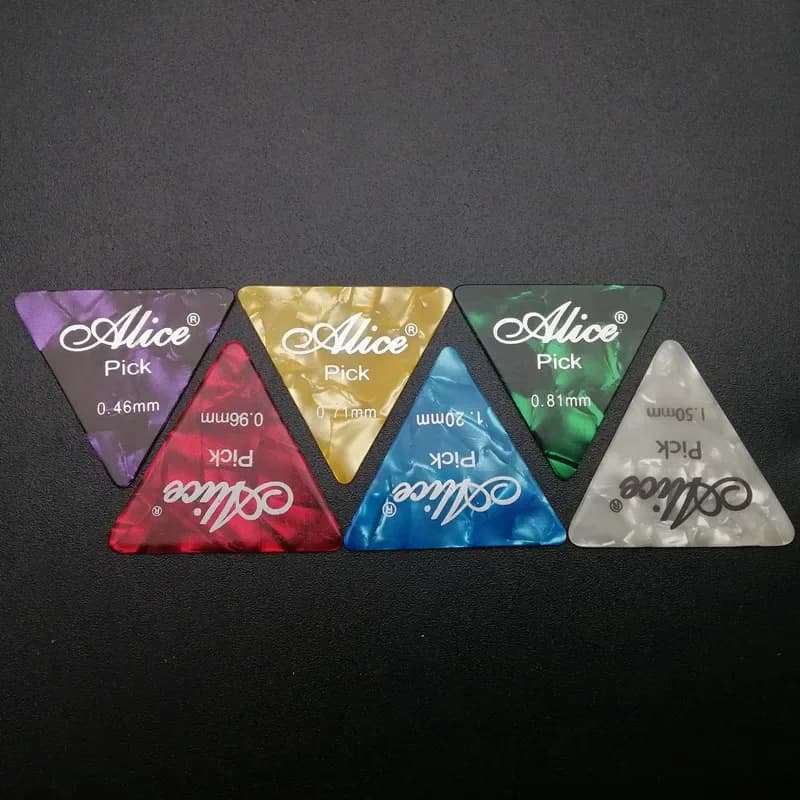 50Pcs/Lot Alice AP-100L Mix Color Celluloid Large Triangle Guitar Picks with Logo Printing 0.46/0.71/0.81/0.96/1.2/1.5MM