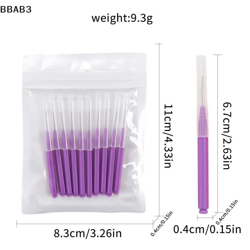 【B】 Confezione da 10 spazzolini interdentali e spazzolini per mascara per la pulizia e il trucco.