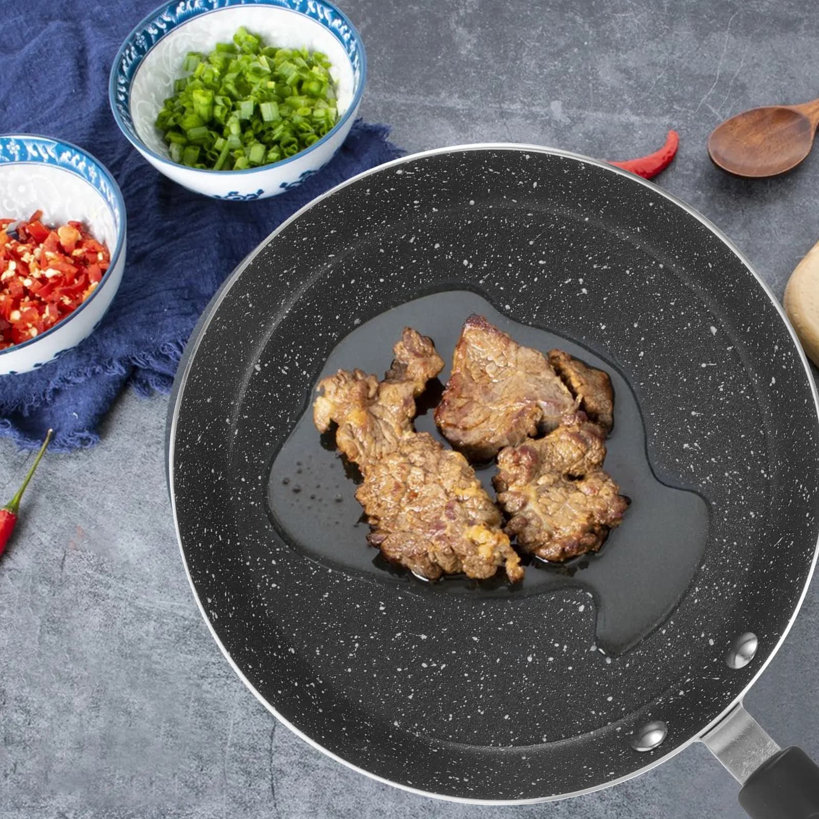 Padella Antiaderente in Pietra Mica per Omelette, per Cucina Domestica, Rapida Conduzione del Calore, Ritenzione del Sapore, Padella Resistente per Cucina