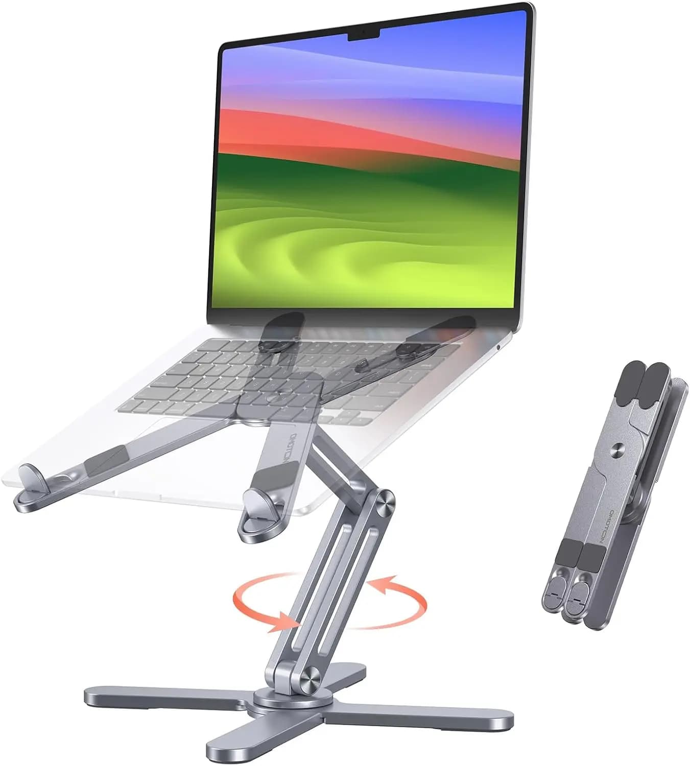 360 ° Supporto per laptop pieghevole e girevole da scrivania, ergonomico con altezza e angolazioni regolabili per tutti i laptop fino a 16 pollici, Grigio Spazio