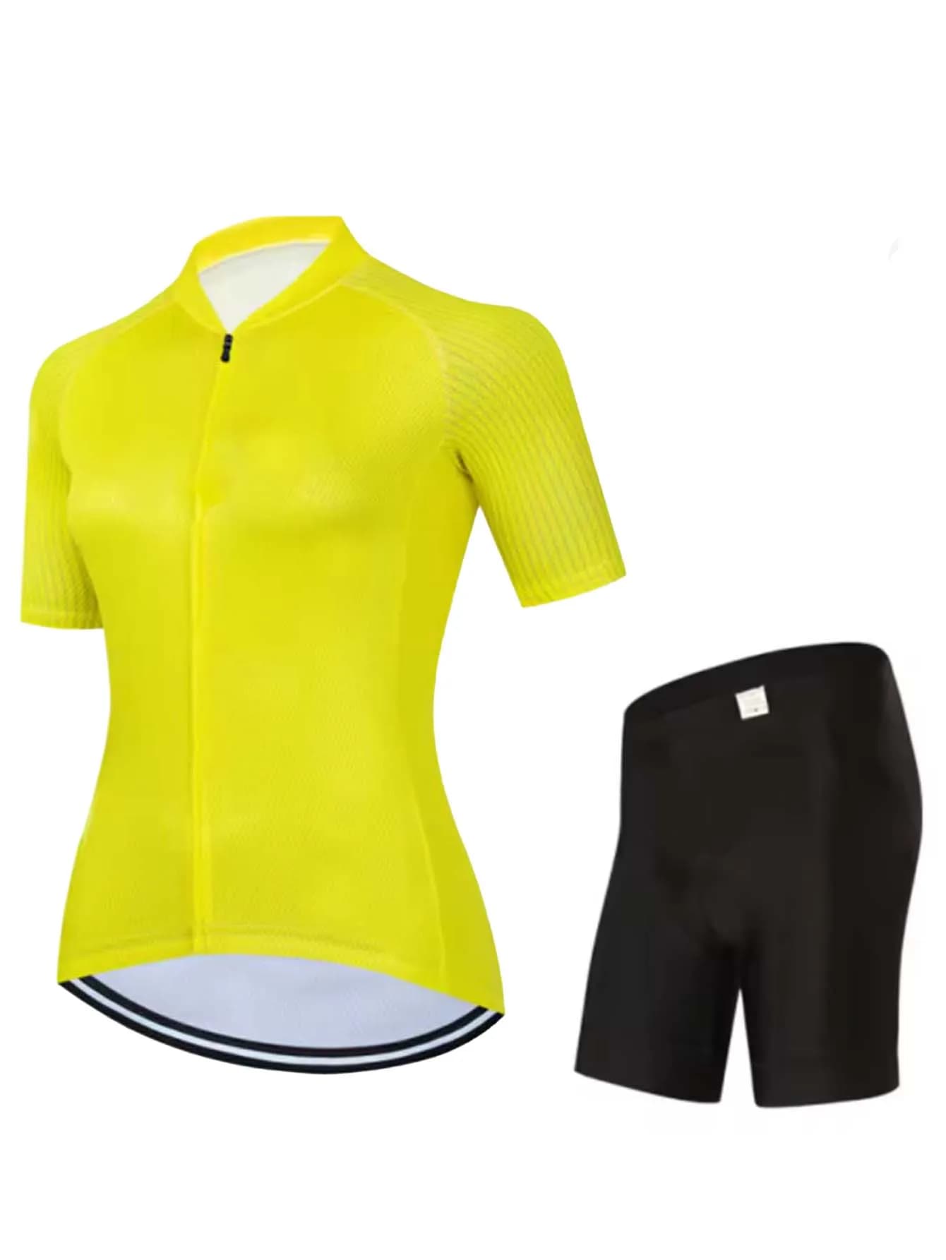 Full Zip Crewneck Women’s Cycling Set, Short Sleeve Jersey & Shorts Breathable Quick Dry Lightweight 2 Piece