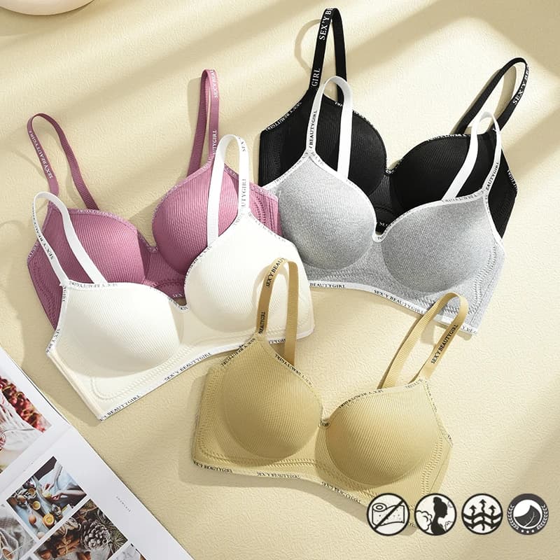 Reggiseni push up sexy da donna senza reggiseno confortevole in acciaio Intimo femminile morbido da donna Cinghie con lettere regolabili imbottite