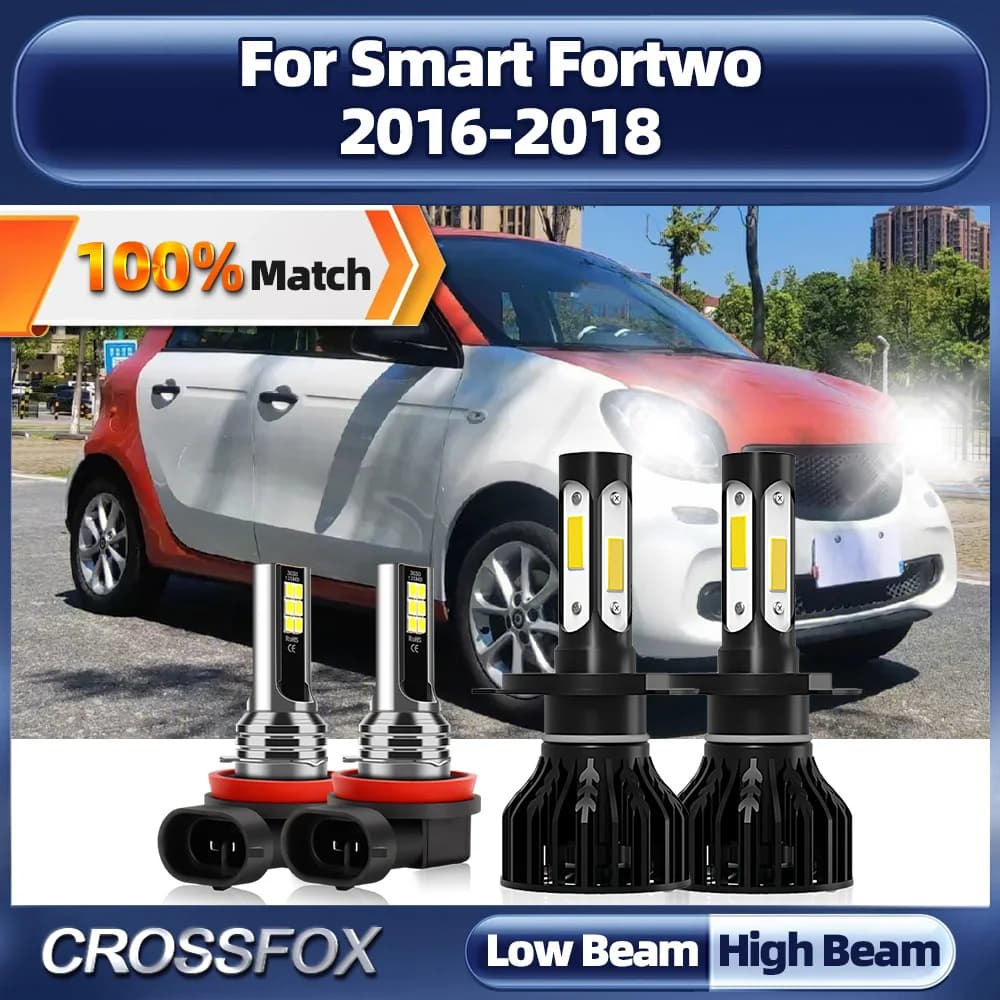 400000LM Canbus LED light bulbs for headlights 12V fendinebbia 6000K white Plug And Play automatic headlights for Smart Fortwo 2016 2018
