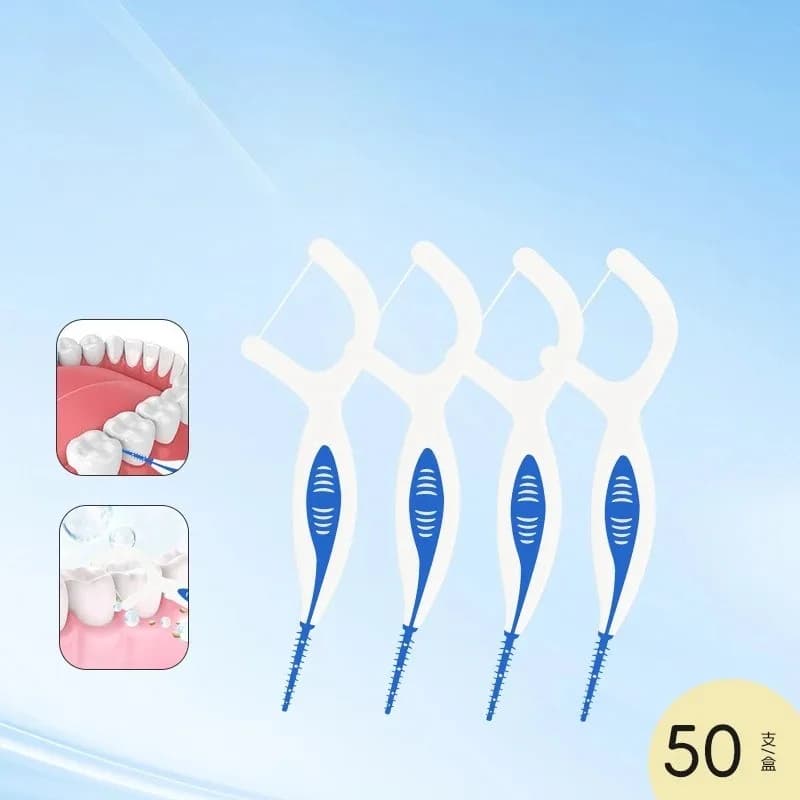 50pcs Between Teeth and Disposable Dental Floss Per Box Dental Floss Sticks Silicone Interdental Brushes Braces for Cleaning
