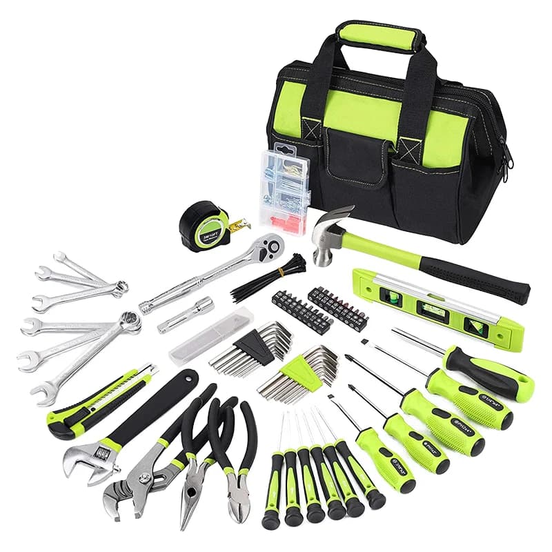 236-Piece Household DIY Mechanical Repair Tool Set Green Soft Grip Plastic Handle Metric System OEM Customizable-for Fishing