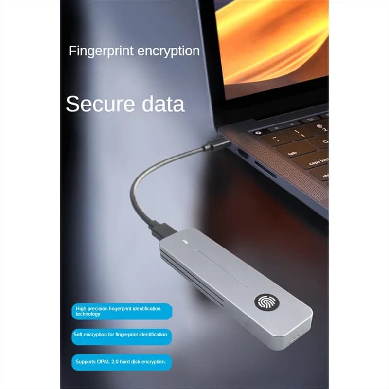 Nuovo--M.2 Nvme SATA SSD Custodia da 10 Gbps M.2 a USB Tipo C Adattatore esterno Crittografia delle impronte digitali M.2 SSD Custodia Easy In