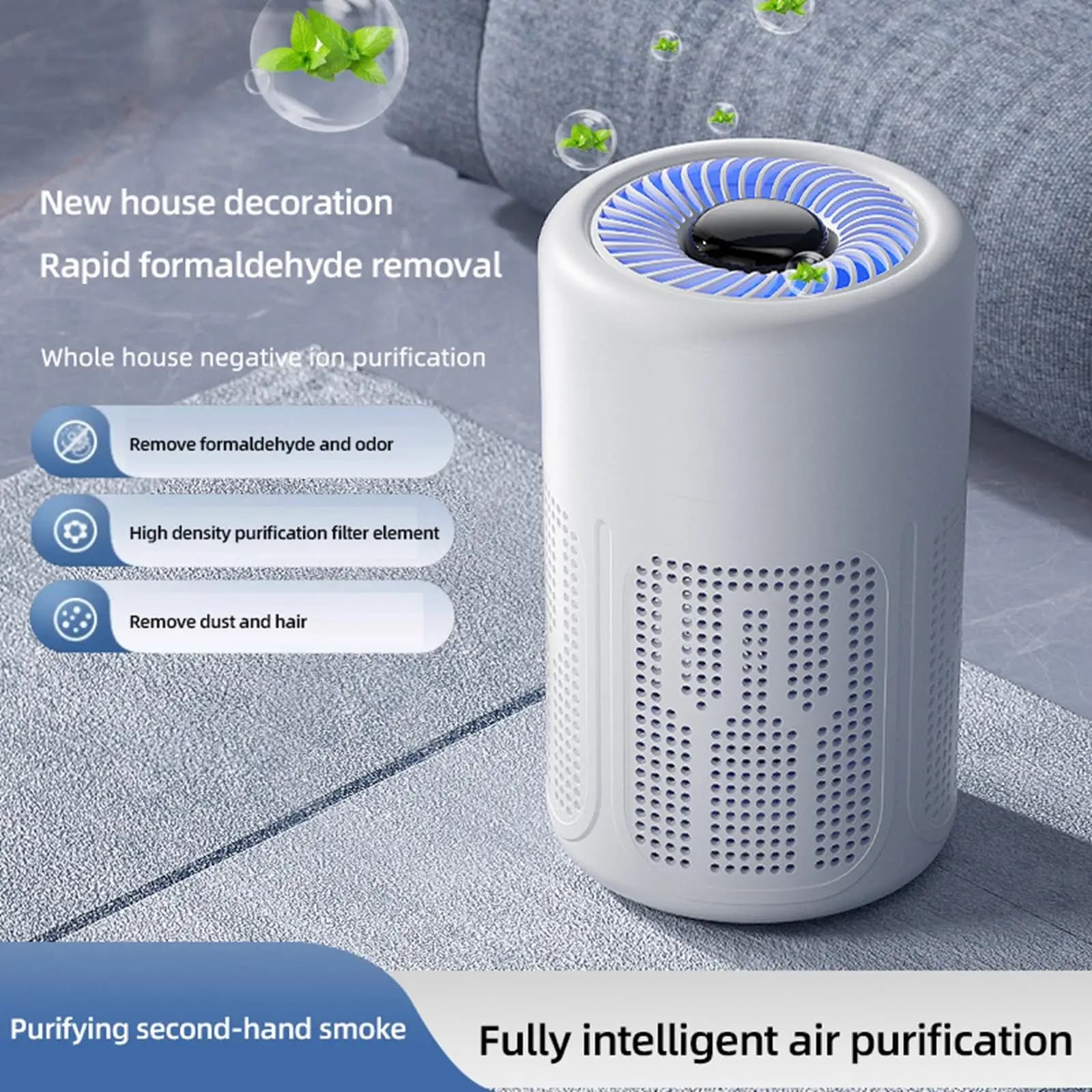 Purificatore d'Aria per Auto Intelligente e Silenzioso, Depuratore d'Aria Portatile che Rimuove Polvere e Allergie ai Animali Domestici