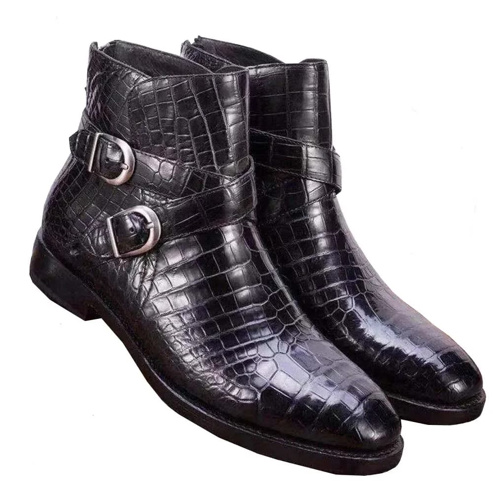 hexiaofengdedian scarpe da uomo stivali di coccodrillo maschili neri invernali nuovi stivali di arrivo