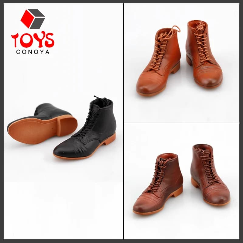 Stivali di gomma stringati maschili in scala 1/6 scarpe solide soldato modello Fit piedi staccabili da 12 pollici Action Figure bambole del corpo