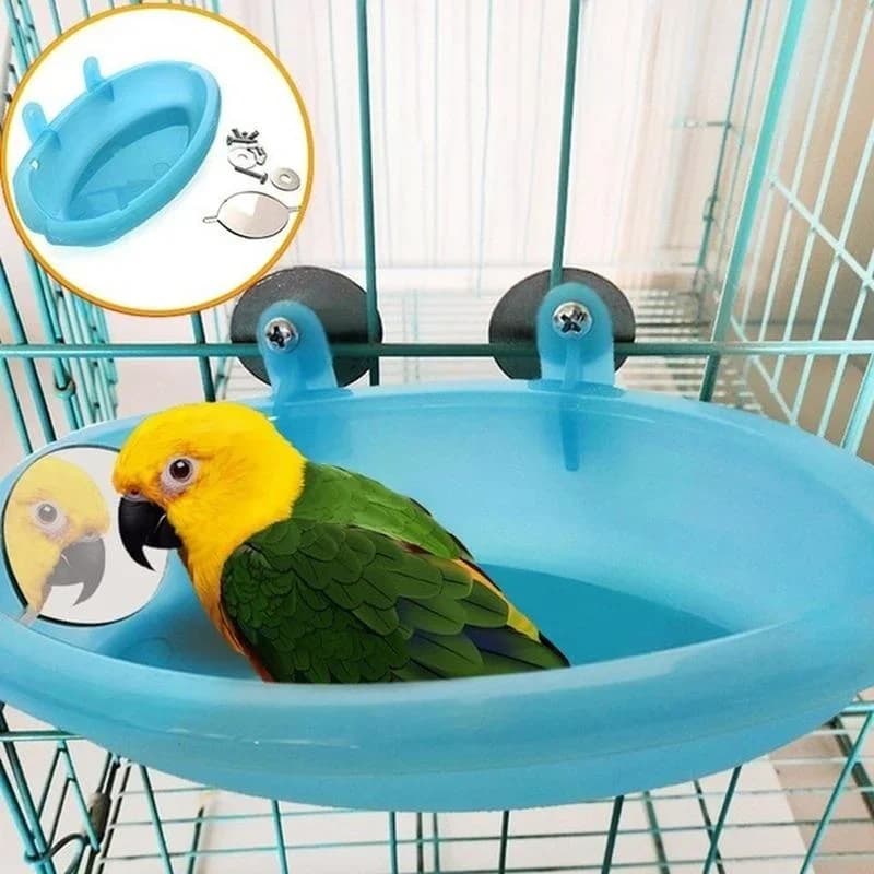 Bagno per uccelli a specchio Gabbia per animali domestici Bacino da bagno Bacino per pappagalli Forniture per doccia per pappagalli con specchio Accessori per gabbie per uccelli Giocattoli per animali domestici