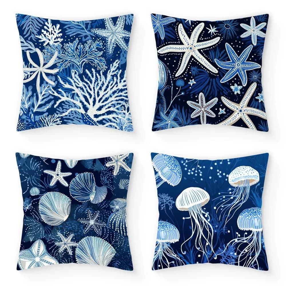 Short plush material pillowcaseEnchanting Deep - Sea Fantasy Pillow CoversLiving room sofa cushion cover, soft and comfortable,