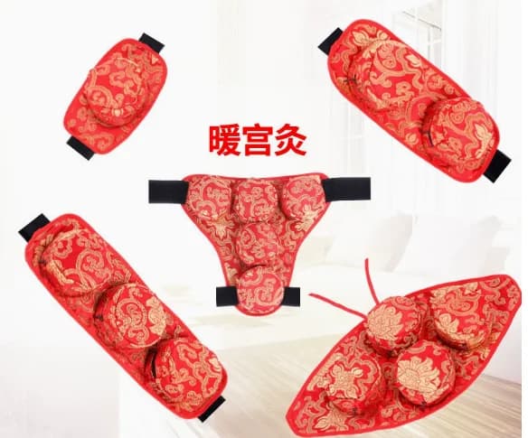 Embroidery Moxibustion Bag Moxa Burner Acupuncture Heating Therapy Warm Uterus Chinese medicines Massage Gun Body Massager